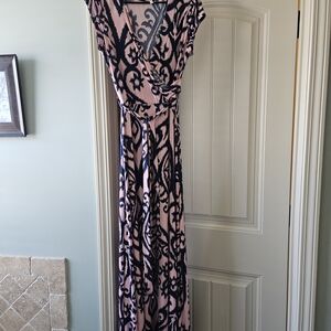 Pinkblush Pink and Navy Maternity Maxi Dress Medium